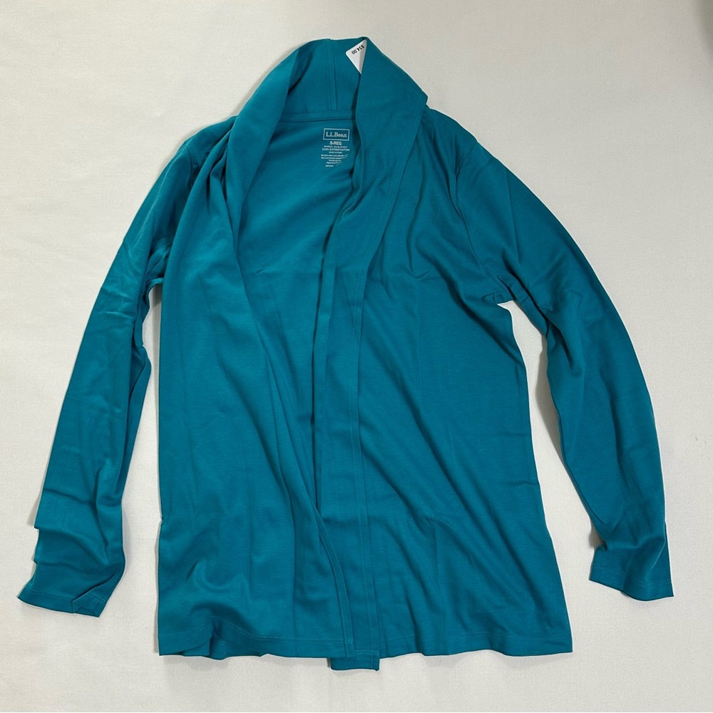 L.L. Bean Rich Turquoise Pima Flyaway Women’s Cardigan Size S